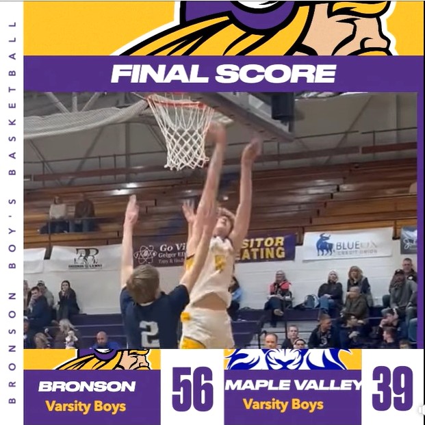 Bronson boys beats Maple Valley 59-36